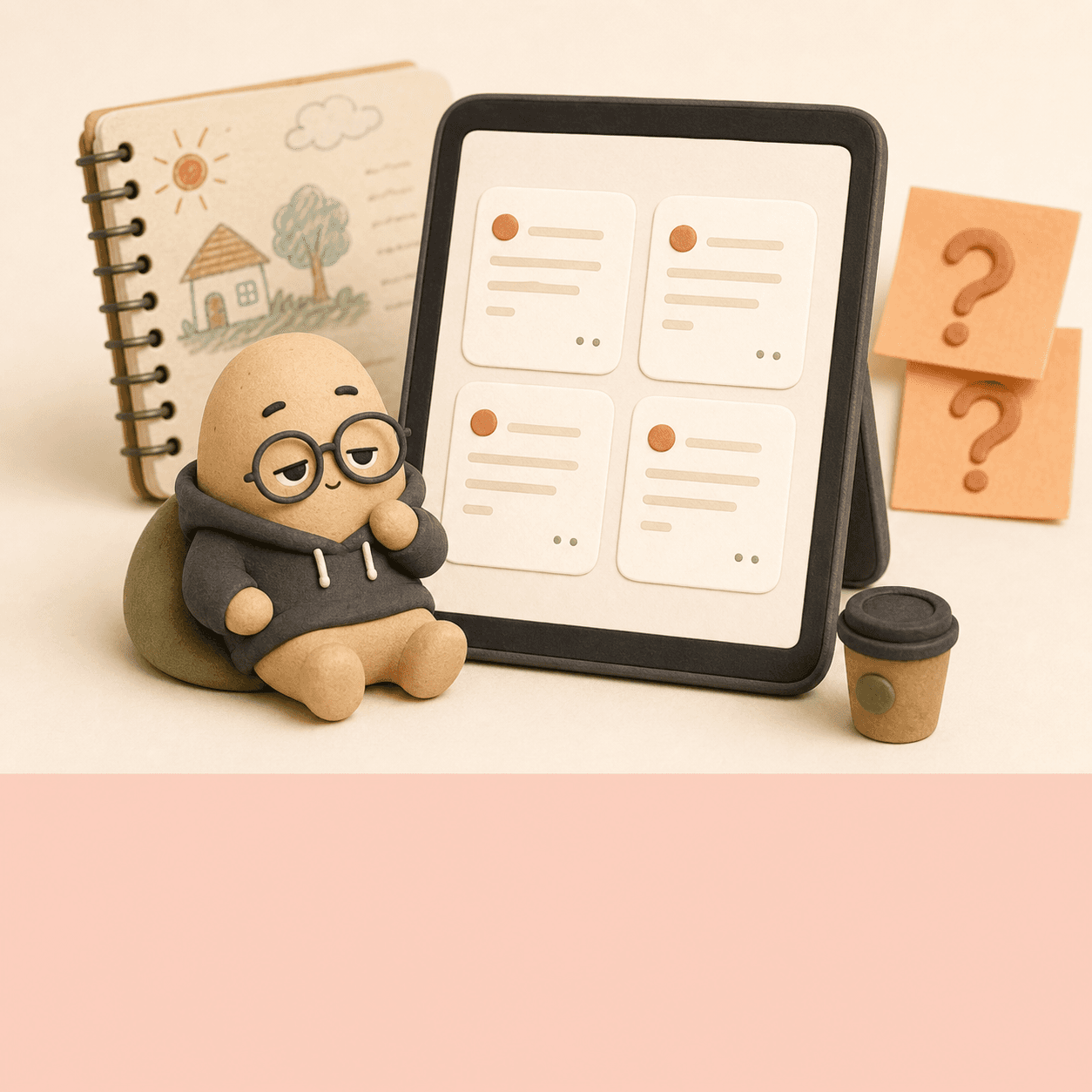 곁다리 질문 프로그램을 표현한 졸린 감자 개발자 클레이 장면